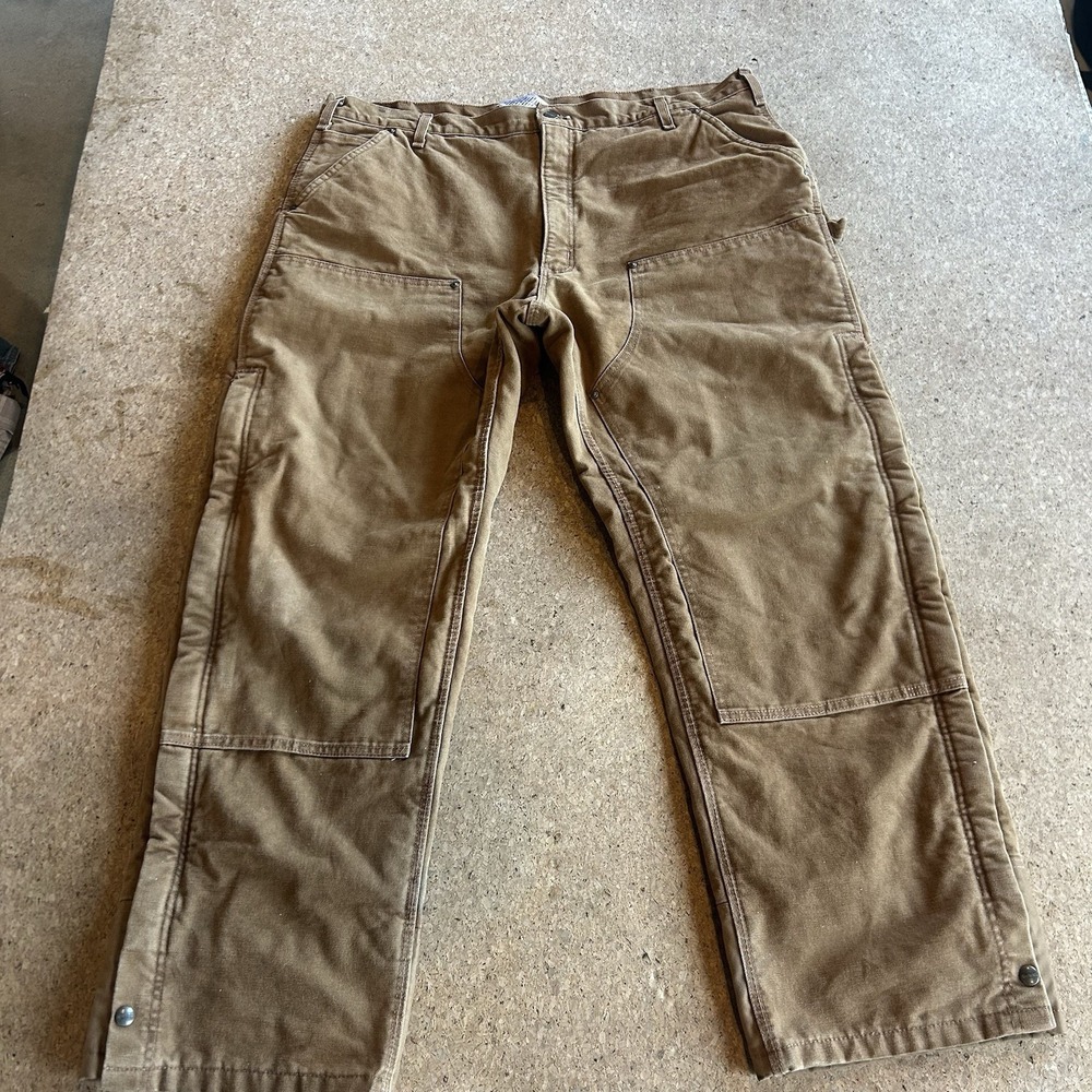 Carhartt Double Knee Dungaree Fit Insulated Work Pants Men's 42x 32 Duck Canvas